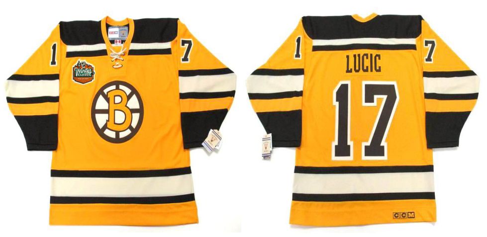 2019 Men Boston Bruins 17 Lucic Yellow CCM NHL jerseys